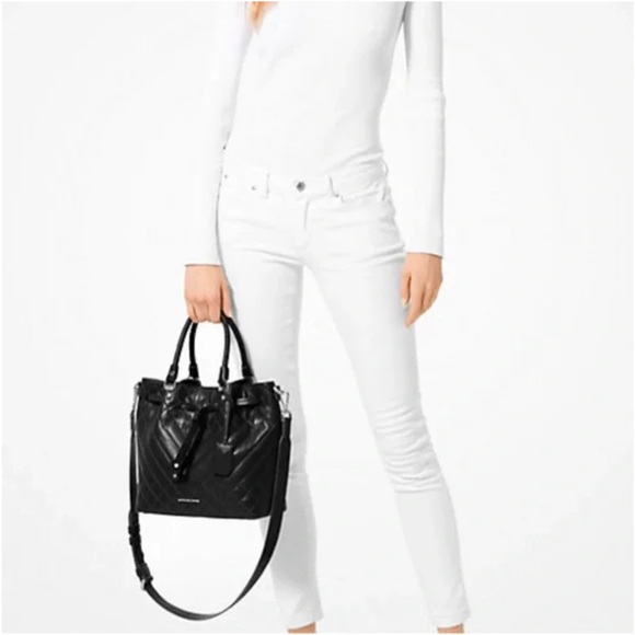 MICHAEL Michael Kors Handbags - Michael Kors Blakely Medium Bucket Messenger Bag Black Quilted Leather